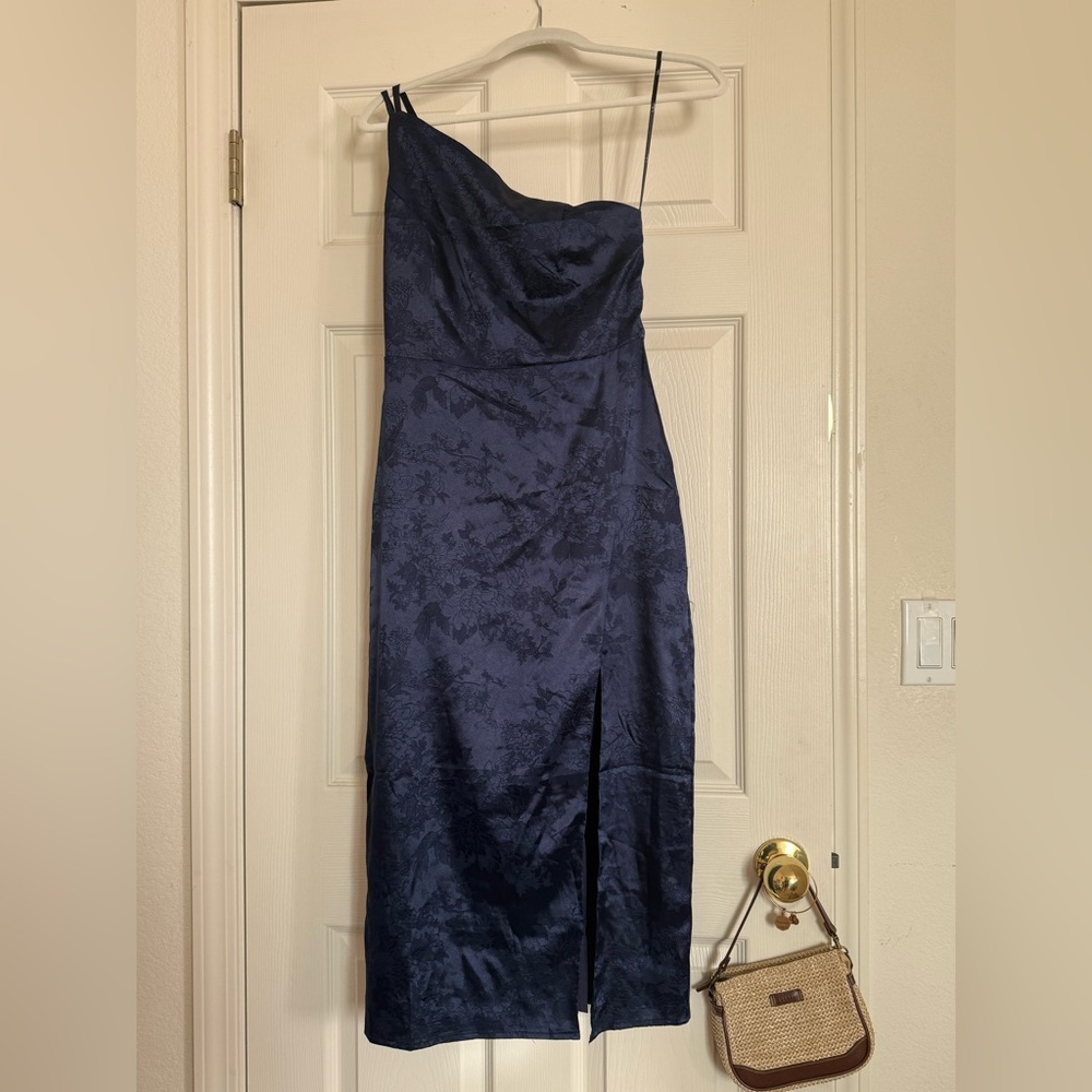 Lulu's Navy Blue Floral Midi Dress